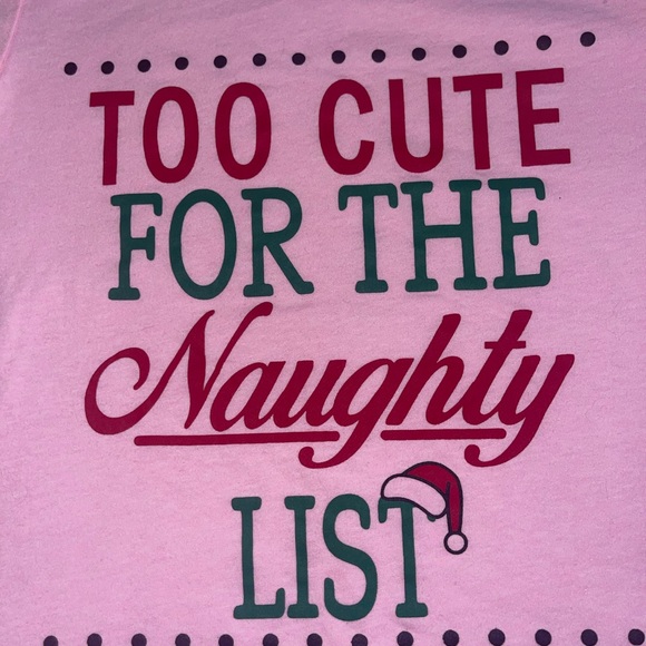 “Too Cute For The Naughty List” top for girls Size 7/8 - Picture 4 of 4